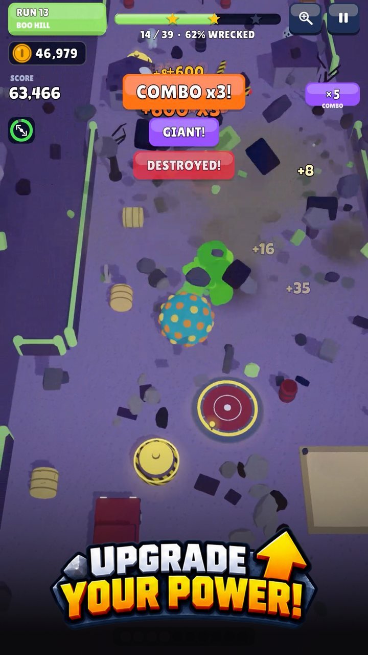 Boo Hill level with a giant ball: Upgrade your power